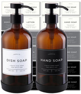Verute hand soap dispenser with amber bottle and black pump on counter