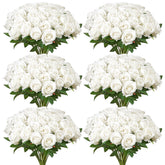 VEVOR artificial roses, 120 pieces, lifelike for DIY bouquets and centerpieces.