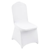 VEVOR flat-front chair covers in white, 30-piece set for seamless event decor.