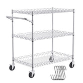 VEVOR kitchen utility cart on wheels, three-tier steel frame for versatile storage and easy mobility.