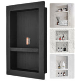 VEVOR shower niche front view with double shelves for organization.