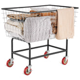 VEVOR wire laundry cart showing 3.8 bushel capacity for bulk loads