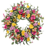 VGIA 20-inch flower wreath for spring; colorful silk blooms and butterflies brighten entryways.
