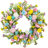 VGIA Easter wreath, 20-inch front door display with pastel eggs for welcoming spring