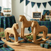 Vicenpal wooden rocking horse statue for baby shower centerpiece with vintage charm