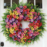 VIERENA 26-inch front-door wreath with eucalyptus and realistic blooms for curb appeal.