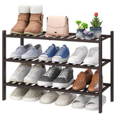 Viewcare 3-tier bamboo shoe rack front view keeps shoes tidy and accessible
