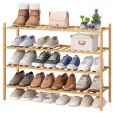 Viewcare 4-tier bamboo shoe rack with 33-inch length for organized entryways