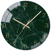VIKMARI glass wall clock 12-inch front view with clear numerals for easy reading