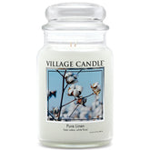 Village Candle Pure Linen large glass apothecary jar for long-lasting fresh fragrance.