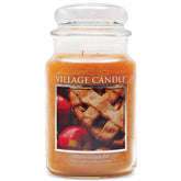 Village Candle Warm Apple Pie apothecary jar emits cozy autumn aromas.