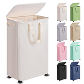 Vincona slim laundry hamper with lid and wheels for easy transport and odor containment.
