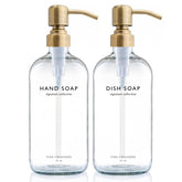Vine Creations clear glass soap dispenser bottle elevating kitchen counter look.