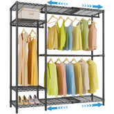 VIPEK X20 expandable metal clothing rack with space-saving storage in a compact room