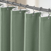 Vipfree waffle-curtain in sage green enhances privacy and elegance.