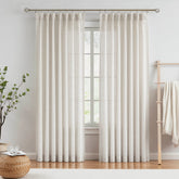 Vision Home natural pinch pleated curtains front view with 42x84 panels