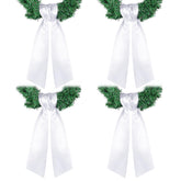 VitalCozy wreath sash on a front door creates a clean, inviting white backdrop.