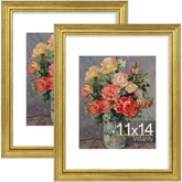 Vittanly ornate vintage 11x14 frame for wall display with rustic gold finish.