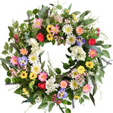 Vivimemo Spring Wreath on front door enhances curb appeal with vibrant greenery