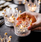 Vixdonos crown glass tealight candle holder set adds warm wedding ambience