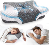 VJASD cervical neck pillow designed for side sleepers with ergonomic contour.