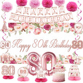 Vlipoeasn Flower 80th backdrop in rose gold for elegant photos
