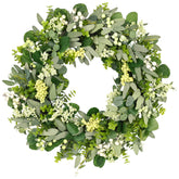 Vlorart 24-26 inch artificial greenery wreath for front door decor
