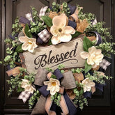 Vofuly Spring Summer wreath on front door boosts curb appeal.