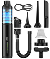 Voice-tank car vacuum compact unit showing portable cordless cleaning for on-the-go use.