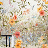 Volcanics stained glass floral design window film enhances color and light diffusion.