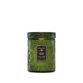 Voluspa Temple Moss glass jar candle front view fills room with earthy aroma