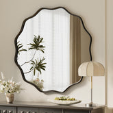 VooBang black scalloped circle mirror front view for a bold focal point