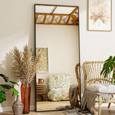 VooBang Full Length Mirror with black aluminum frame for a sleek, space-enhancing reflection.