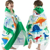 VOOVA & MOVAS dinosaur toddler hooded towel front view for playful drying