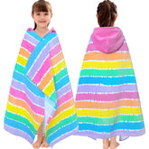 VOOVA & MOVAS hooded towel with color stripe design dries kids after beach trips