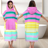 VOOVA & MOVAS hooded towel robe striped design for teens, quick post-swim drying