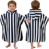 VOOVA & MOVAS toddler hooded poncho towel navy stripe for cozy post-bath warmth.