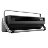 Vornado BXR horizontal fan with pivoting handle enabling multidirectional airflow.