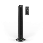 Vornado OZI42DC tower fan with remote control delivering easy, room-wide cooling.