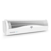 Vornado Transom AE window fan drawing fresh outside air for improved ventilation.