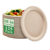 Vplus 10 inch compostable oval plates top view highlighting eco friendly design