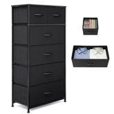 VredHom fabric dresser front view with six drawers for neat storage.