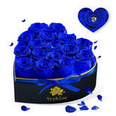 Vryblos Forever Blue Roses in a Heart Box display lasting beauty for years