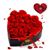 Vryblos Forever Red Roses heart box front view, elegant gift idea.
