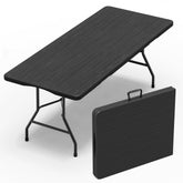 VSOAEIL 6 ft folding table open for outdoor dining and easy setup.