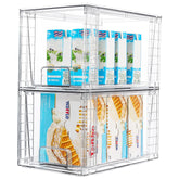 Vtopmart 2-pack large stackable drawers on a cabinet shelf for organized pantry storage