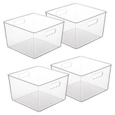 Vtopmart 4-pack clear storage bins with handles for pantry and closet organization