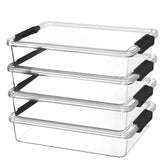 Vtopmart 6 Qt storage bin with lid showing secure snap lock for safe containment