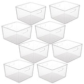 Vtopmart 8-pack extra-large clear storage bins front view for pantry organization
