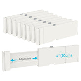 Vtopmart adjustable drawer dividers shown expanding from 11 to 17 inches for flexible storage.